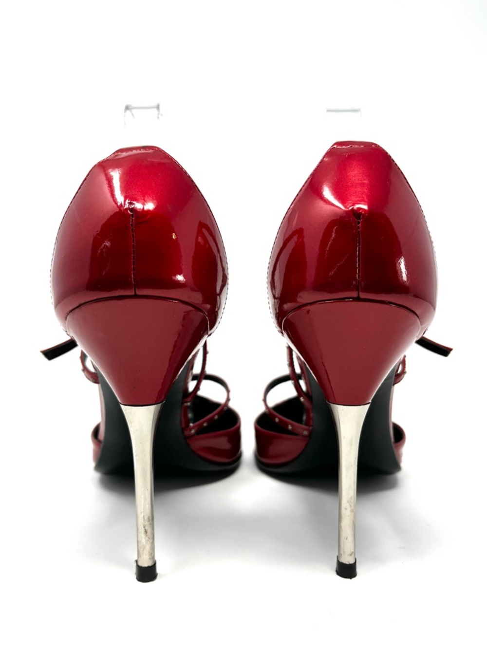 Vintage Christian Dior Galliano Y2K Red Patent Silver Bondage High Heels 39 9 - Picture 6 of 11